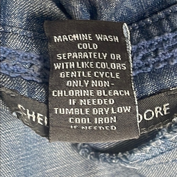 Chelsea & Theadore Women’s Blue Denim Shirt Dress Knee-Length Chambray Sz S - Picture 11 of 11